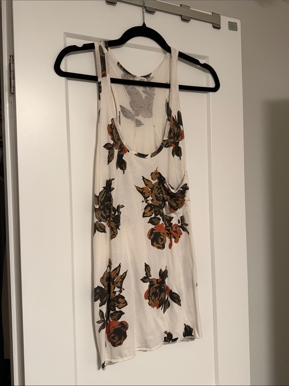 Wilfred Cream Floral Racerback Tank with Olive & Brown Blooms